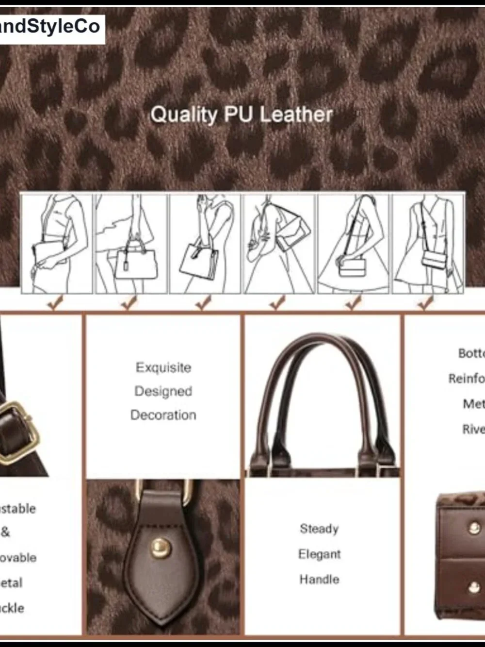 Women's PU Leather Satchel Handbag with Crossbody Strap & Tote Handle,